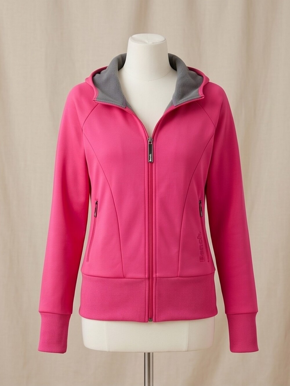 Bright Pink Bench Zip-Up Hooded Jacket